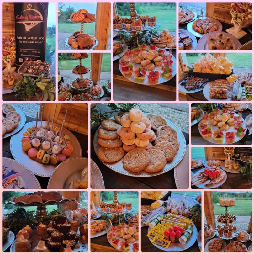 A vibrant collage showcases a diverse buffet of Mexican desserts and snacks from Taste of Mexico.